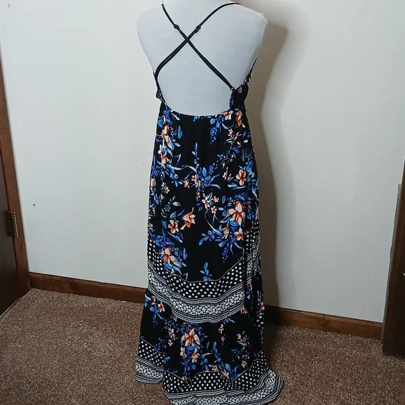 Jealous Tomato blue floral print high low maxi dress size small - Picture 6 of 15